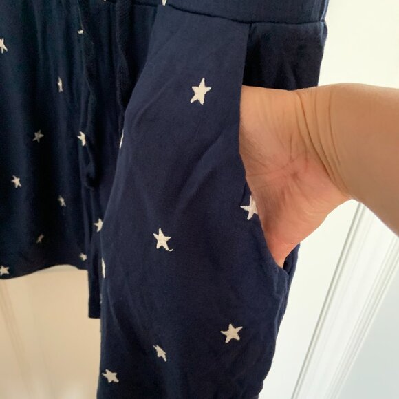 Splendid Sleeveless Shorts Romper Navy Stars Pockets Size M - Picture 2 of 7